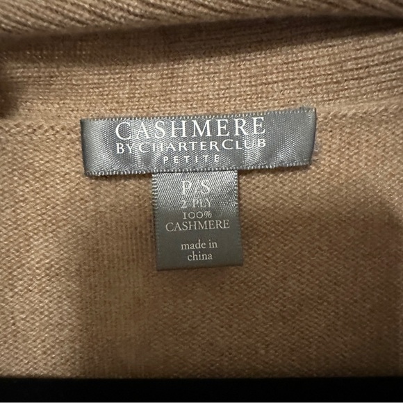 Charter Club Cashmere Shawl Collar Pullover Tan Sweater Size Small - Picture 2 of 7
